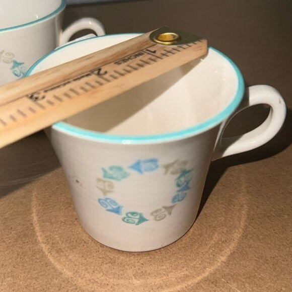 Vintage Carlton Japan Blue White Ceramic Coffee Mugs Set Of 3 Retro Kitchen Drin - Picture 6 of 8